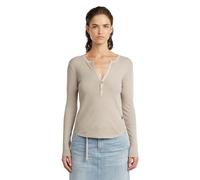 G-STAR Camiseta para Mujer Deep V Slim LS Wmn, Beige (Dk Brick GD D26140-d968-d848), XS