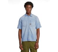 G-STAR Camiseta Regular para Hombre Slanted Double Pocket, Azul Sun Faded Blue Mist D24602-d539-g342, XL