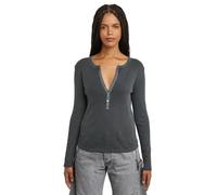 G-STAR Deep V Slim LS Wmn Camiseta, Gris Petrol GD D26140-d968-g476, Mujeres