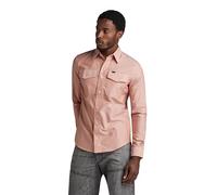 G-STAR Marine Slim Long Sleeve Shirt, Camisetas para Hombre, Multicolor (Burned Orange/White Oxford D24963-7665-d140), L