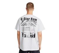 G-STAR Para Hombre Camiseta Barcode Back Graphic Loose, Blanco (White D25976-C784-110), XL