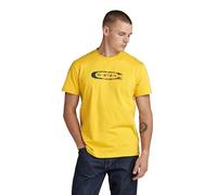 G-STAR Para Hombre Camiseta Distressed Old School Logo, Amarillo (dk Lemon D24365-336-348), S