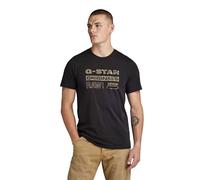 G-Star para Hombre Camiseta Distressed Originals Slim, Negro (dk Black D24420-336-6484), S