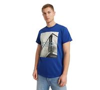 G-Star para Hombre Camiseta HQ Oldskool Logo Lash, Azul (Radar Blue D24683-C372-1474), S
