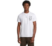G-STAR Para Hombre Camiseta Text Chest, Blanco (White D25968-C506-110), XS