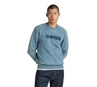 G-STAR Para Hombre Sudadera Indigo Distressed Logo, Azul (Sun Faded Blue D24410-D583-A587), XS