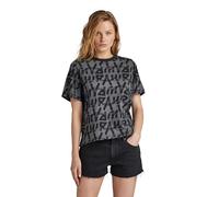 G-Star para Mujer Camiseta Calligraphy Allover Boxy, Multicolor (Grey Asphalt Raw Paint D24765-D611-G419), S