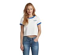 G-Star Para Mujer Camiseta Cropped Baby Brother Ringer, Multicolor (milk/lapis blue D22790-D274-D870), XXL