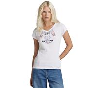 G-STAR Para Mujer Top Look Book Graphic Slim V-Neck, Blanco (White D24671-4107-110), L