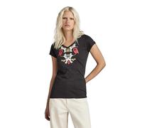 G-STAR Para Mujer Top Look Book Graphic Slim V-Neck, Negro (dk Black D24671-4107-6484), XXS