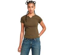 G-STAR Para Mujer Top Micro Placket Slim, Verde (Wild Olive D26075-D958-1866), XXL