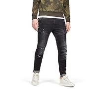 G-STAR Jeans Ajustados 3D Rackam, Gris Envejecido Medio Destroyed, 34W / 32L para Hombre