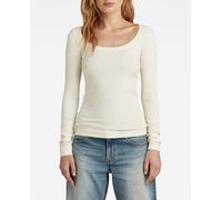 G-Star Raw Top de manga larga Rib Scoop de mujer y corte ajustado. Beige 38/M