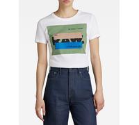 G-Star Raw Top RAW covered de mujer de corte ajustado y cuello redondo acanalado. Blanco 40/L