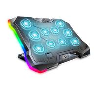 G-Story Gaming Base Refrigeradora Portatil, Soporte para Portatil, Luces RGB 8 Alturas Ajustables con 10 Ventiladores per 12-18" Laptops + 1 Puertos USB