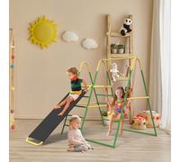 G TALECO GEAR Armazón de escalada 3 en 1 con tobogán y columpio, exterior e interior, para niños a partir de 1 año, moderno, rústico, amarillo