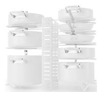G-TING Organizador de ollas y sartenes de 8 niveles para organización y almacenamiento de cocina, soportes ajustables para tapas de ollas y sartenes, organizador de tapas para ollas y sartenes con 3