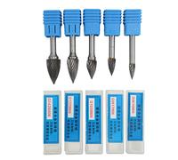 G Type Carbide Rotary Burr Kit, 6mm Shank Single Cut Heat Treated Burrs for Grinding and Sculpting, 5 - Piece Set for Die Grinder