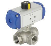 G1-1/4'' Válvula de bola neumática de 3 vías con puerto en T de acero inoxidable y muelle cerrado - BL3SA