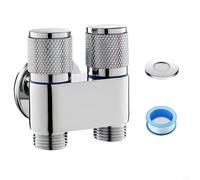 G1/2 1 In Salidas Doble Control Lavadora Grifo Inodoro Triángulo Válvula (Plata)
