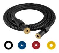 G1/2", 2M Negro Manguera de Ducha, Flexo Ducha de Acero Inoxidable, Manguera de Ducha con 4 Limitador de Flujo de Aire, Rosca Hembra Especialmente Flexible y Resistente a la Torsión