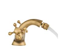G1/2 Antique Bidet Faucet Two Ceramic Swivel Handles Water Bathroom Sink Brass Single Hole Deck Mounted Water Mixer Tap 7313(Black)