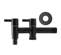 G1/2 Grifo de Lavadora de Bronce Negro Frío Doble único Retro Montado en la pared Inoxidable Alargar El Grifo del Fregadero Grifo de Latón con Cepillo de Aceite de Doble Uso