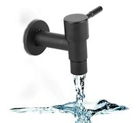 G1/2in Acero inoxidable Negro Solo Grifo frío Trapeador Grifo de agua de piscina Grifo de lavadora Grifo de balcón Montado en la pared Grifo de balcón(#1)