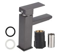 G1 / 2in Grifo gris esmerilado de acero inoxidable Grifo de lavabo corto Baño Lavabo frío y caliente Lavabo Lavabo Grifo(#2)