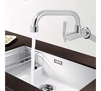 G1/2in Montado En La Pared Grifo De Agua Fría Individual para Fregadero, 25cm Giratorio 360° Acero Inoxidable Grifo De Cocina Grifo De Fregadero Monomando para Cocina