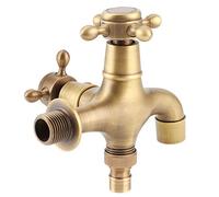 G1/2in Rosca Baño Cobre Individual Grifo de Agua Fría, Lavadora Mop Piscina Grifo, Para Aseos, Baños, Jardines, Grifos de Lavadora, Baño Cobre Simple Grifo de Agua Fría, Oro Retro