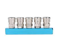 G1/4 Air Distribution Block, Straight Pneumatic Manifold with Connector, Aluminum Multi Way Air Hose Splitter for Factory Automation and Auto Repair Shops, 0-0.9 MPa Working Pr (SML-5)