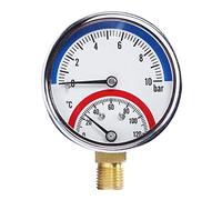 G1/4 rosca temperatura y manómetro 0 - 120 °C rango de medición 0 - 10 apto para calefacción por suelo radiante termómetro monitor manómetro mecánico con monitor de temperatura inferior