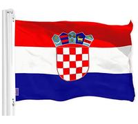 G128 croacia bandera de croacia 3x5 pies impreso latón ojales de poliéster 150d calidad de la bandera interior/exterior - mucho más gruesa más duraderas que las de poliéster 100d 75d