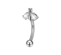 G23 - Piercing curvo de titanio para cejas, luna, estrella, flor, mariposa, 16 g, circonita cúbica, cartílago, hélice, monroe, naval, piercing para el ombligo, joyería para mujer, 8mm, Titanio, Sin