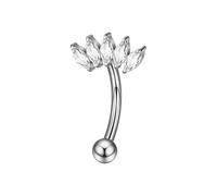 G23 - Piercing curvo de titanio para cejas, luna, estrella, flor, mariposa, 16 g, circonita cúbica, labret rook, daith, cartílago, hélice, monroe, naval, piercing para el ombligo, joyería para mujer