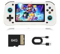 G28 Consola Retro Portatil, Pantalla IPS de 4.3 Pulgadas, Consola de Videojuegos Portátil con Sistema Linux de Código Abierto, Tarjeta TF de 64/128 GB, 21000 Juegos Clásicos(White,64G)
