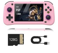 G28 Consola Retro Portatil, Pantalla IPS de 4.3 Pulgadas, Consola de Videojuegos Portátil con Sistema Linux de Código Abierto, Tarjeta TF de 64/128 GB, 21000 Juegos Clásicos(Pink,128G)