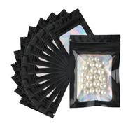 G2PLUS 100PCS Bolsas De Mylar,Bolsa Aluminio Resellable,7×10cm Bolsa Holográfica con Cremallera,Bolsas Planas Ziplock con Ventana Transparente para Muestra Comida,Joyería（Negro）