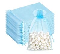 G2PLUS 100PCS Bolsitas para Regalos,Azul Claro Organza 13×18CM Bolsita Azul,Bolsas Pequeña para Boda Favores Joyas y Dulces