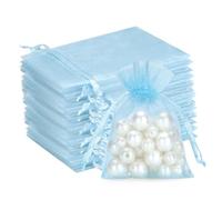 G2PLUS 100PCS Bolsitas para Regalos,Azul Claro Organza 7×9CM Bolsita Azul,Bolsas Pequeña para Boda Favores Joyas y Dulces