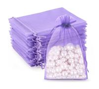 G2PLUS 100PCS Bolsitas para Regalos,Bolsas Organza 10×15CM Bolsita Lila,Bolsas Pequeña para Boda Favores Joyas y Dulces