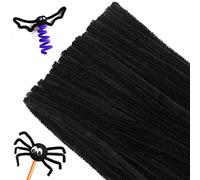 G2PLUS 100PCS Chenilla Tallos Limpia Pipas Glitter Pipe Cleaners Crafts Set 6 mm * 30 cm para Manualidades y Decorar (Negro）
