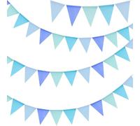 G2PLUS 12M Azul Bandera: Banderines de Arpillera-3x4M Banderines Yute con 36 Piezas Banderines Yute Reutilizable Vintage Arpillera Decoración para Boda Fiesta de cumpleaños