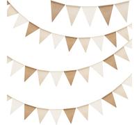 G2PLUS 12M Marrón y Beige Bandera Banderines de Arpillera-3x4M Banderines Yute con 36 Piezas Banderines Yute Reutilizable Vintage Arpillera Decoración para Boda Fiesta de cumpleaños