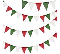 G2PLUS 12M Rojo y Verde Bandera Banderines de Arpillera-3x4M Banderines Yute con 36 Piezas Banderines Yute Reutilizable Vintage Arpillera Decoración para Boda Fiesta de cumpleaños