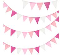 G2PLUS 12M Rosa Bandera: Banderines de Arpillera-3x4M Banderines Yute con 36 Piezas Banderines Yute Reutilizable Vintage Arpillera Decoración para Boda Fiesta de cumpleaños