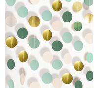 G2PLUS 16m Guirnalda de Puntos:Guirnalda de Papel Brillante Oro,Verde Salvia,Amarillo,4 x 4 m para Fiestas de Cumpleaños,Bodas,San Valentín,Decoraciones de Bricolaje y Aniversarios
