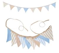 G2PLUS 2.6m Guirnalda Banderines Infantiles,Guirnaldas Tela Azul y Beige