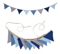 G2PLUS 2.8M Banderines de Tela Guirnalda de Banderine Infantiles,Cadena de Banderines como Decoración de la Habitación de los niños 12 Banderines-Azul/Gris